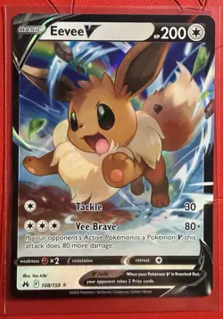 Pokemon TCG Eevee V-108/159-CROWN Zenith Ultra Rare Holo Card M/Nm Condition - Image 1