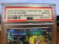 2025 MTG FINAL FANTASY WOODBLOCK BORDERLESS-FOIL #0351 BUSTER SWORD PSA 10 - Image 2