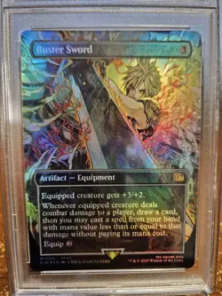 2025 MTG FINAL FANTASY WOODBLOCK BORDERLESS-FOIL #0351 BUSTER SWORD PSA 10 - Image 3