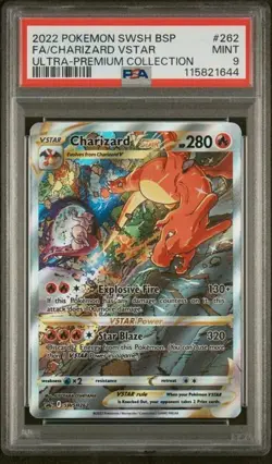 2022 POKEMON SWSH BLACK STAR PROMO #262 FULL ART CHARIZARD VSTAR MINT PSA 9 - Image 1