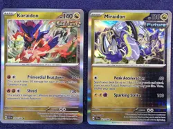 Koraidon And Miraidon Ancient And Future Holo Rares 2x Pokemon Card Lot - Image 1