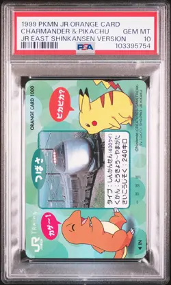1999 POKEMON JR ORANGE CARDS CHARMANDER & PIKACHU PSA 10 - Image 1