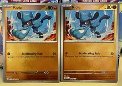 (Set Of 2) Pokemon Mega Evolution TCG Reverse Holo Foil Card - Riolu (076/132) - Image 1