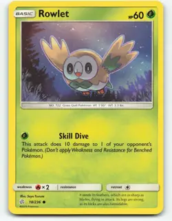 Rowlet 18/236 Sun & Moon - Cosmic Eclipse Near Mint Pokemon Card - Image 1