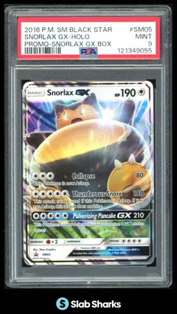 2016 POKEMON SM BLACK STAR PROMOS #SM05 SNORLAX GX HOLO PSA 9 - Image 1