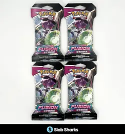 Pokemon TCG sword & shield fusion strike sleeved booster packs lot of 4 - Image 1