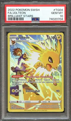 PSA 10 GEM MINT JOLTEON FULL ART TG04/TG30 BRILLIANT STARS 2022 POKEMON TCG - Image 1