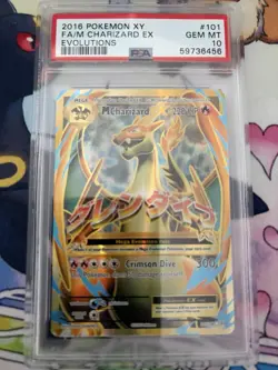 2016 Pokemon XY M Charizard EX (Full Art) 101/108 Evolutions PSA 10 Mega GEM - Image 1