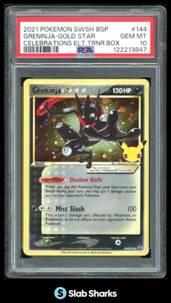 2021 POKEMON BLACK STAR PROMO SWSH144 GRENINJA GOLD STAR CELEBRATIONS ETB PSA 10 - Image 1