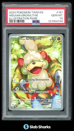 2024 POKEMON TWILIGHT MASQUERADE #181/167 HISUIAN GROWLITHE IR RARE PSA 10 - Image 1