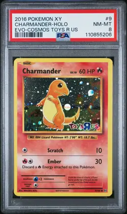 2016 POKEMON XY EVOLUTIONS COSMOS-TOYS R US #9 CHARMANDER-HOLO PSA 8 - Image 1