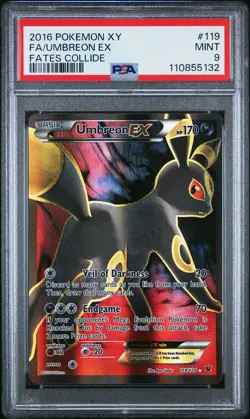 2016 POKEMON XY FATES COLLIDE #119 FULL ART/UMBREON EX PSA 9 - Image 1