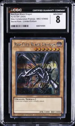 2025 YU-GI-OH! NIKE COLLABORATION SR LIMITED EDITION RED-EYES BLACK DRAGON CGC 8 - Image 1