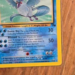 🔥Articuno Pokemon Card 17/62 Fossil Non-Holo 1999 WOTC 70HP Rare -LP - Image 4