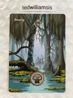 Swamp MtG (UGL) Unglued Full Art Hand Painted Altered Art Extended & Borderless - Image 1