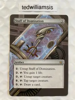 Staff of Domination MtG Fifth Dawn Altered Art Extended & Borderless - Image 1