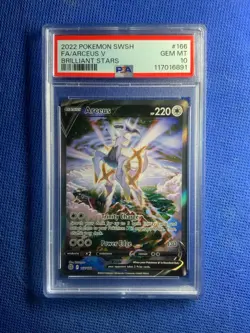 2022 Pokemon SWSH FA/ARCEUS V #186 Brilliant Stars PSA 10 Gem Mint - Image 1