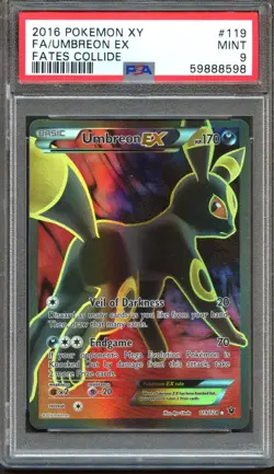 Umbreon EX 119/124 Fates Collide Full Art Rare PSA 9 Mint Pokemon Card - Image 1