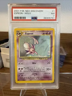 Espeon 1/75 VINTAGE Neo Discovery Holo Pokemon Card Graded PSA 7 - Image 1
