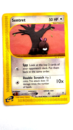 Sentret - 107/147 - Common - Aquapolis - Regular - Pokemon Card 2002 Damaged - Image 1