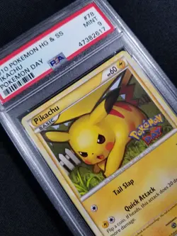 Pokemon Card Pokemon Day Promo Pikachu 76/123 PSA 9 MINT HG&SS - Image 2