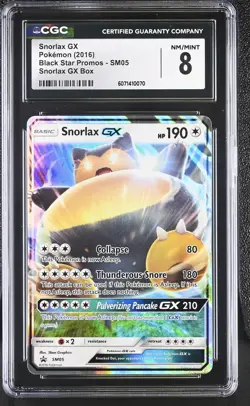 CGC 8 Snorlax GX 2016 Black Star Promos SM05 Snorlax GX Box Pokemon Card - Image 1