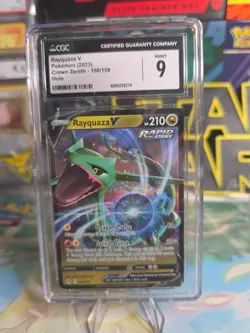 CGC 9 Rayquaza V 100/159 Crown Zenith Full Art Rare Pokemon Card - Image 1