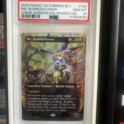 Ms. Bumbleflower Raised Foil Anime MTG Bloomburrow PSA GEM MINT 10 + CASE - Image 2