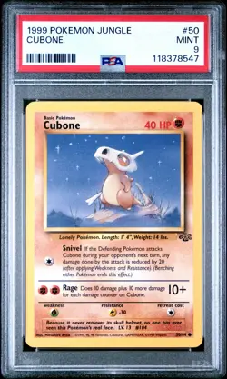1999 POKEMON JUNGLE 50 CUBONE PSA 9 MINT - Image 1