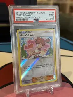 PSA 9 2019 POKEMON SUN & MOON UNIFIED MINDS #202 MISTY'S FAVOR-REVERSE FOIL - Image 2