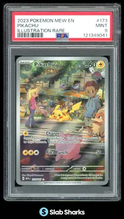 2023 POKEMON SV 151 - MEW EN #173/165 PIKACHU ILLUSTRATION RARE PSA 9 - Image 1