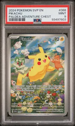 PSA 9 Pikachu Black Star Promo 88 Paldea Adventures Chest Pokemon Card NM/M TCG - Image 2