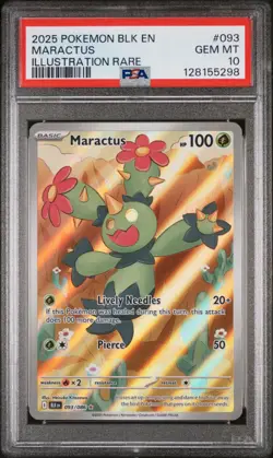 PSA 10 MARACTUS #093 ILLUSTRATION RARE 2025 POKEMON BLACK BOLT EN VERY LOW POP - Image 1