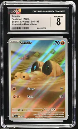 Pokemon Sandile #216/198 English CGC 8 2023 Pokemon Scarlet & Violet - Image 1