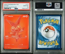 2025 POKEMON WHITE EN-WHITE FLARE BLACK WHITE RARE #172 VICTINI PSA 10 - Image 3