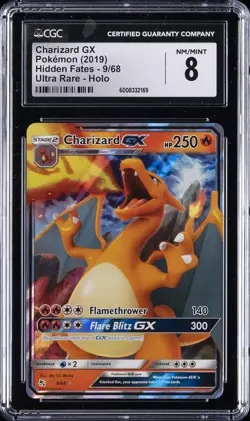 2019 POKEMON HIDDEN FATES ULTRA RARE HOLO #9/68 CHARIZARD GX CGC 8 - Image 1