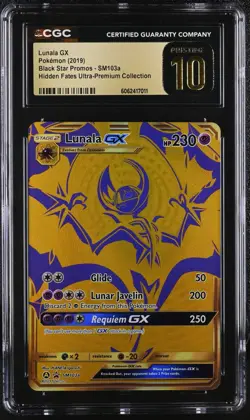 CGC 10 PRISTINE Lunala GX 2019 Black Star Promo SM103a Pokemon Card - Image 1
