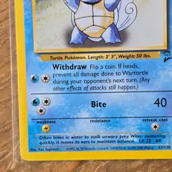 🔥Wartortle Pokemon Card 63/130 Base Set 2 Non-Holo 2000 WOTC 70HP Uncommon -LP - Image 5