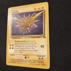 Pokemon Card - Zapdos 30/62 LP Non Holo Rare Unlimited Fossil WoTC 1999 TCG - Image 2