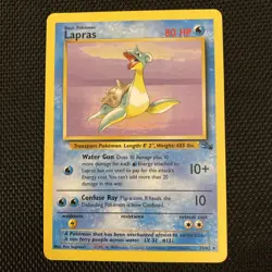 Pokemon TCG Lapras Fossil Card 25/62 Unlimited Rare Non-Holo - Image 1