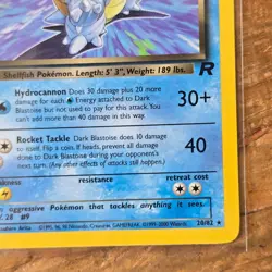🔥Dark Blastoise Pokemon Card 20/82 Team Rocket Non-Holo 2000 WOTC 70HP Rare -LP - Image 4