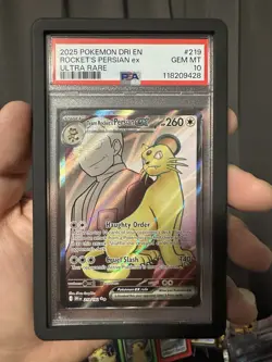 2025 POKEMON DRI EN-DESTINED RIVALS ULTRA RARE TEAM ROCKET'S PERSIAN EX PSA 10 - Image 1