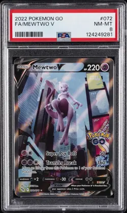 2022 POKEMON GO #072 FULL ART/MEWTWO V PSA 8 - Image 1