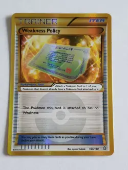 WEAKNESS POLICY 164/160 Gold Secret Rare Primal Clash Pokemon Card Near Mint - Image 1