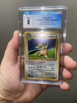 CGC 8 Japanese GameBoy Dragonite Holographic Pokemon Card - Image 1
