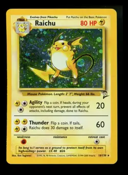 #4 Raichu 16/130 Base Set 2 2000 Holo Rare WOTC Pokemon Card TCG - Image 1