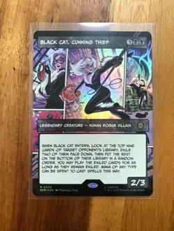 1x Black Cat, Cunning Thief, Borderless Art Foil, Spider-Man, Magic, MTG NM - Image 1