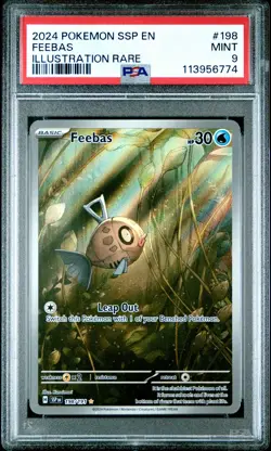 2024 POKEMON SSP EN-SURGING SPARKS ILLUSTRATION RARE #198 FEEBAS PSA 9 - Image 1