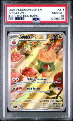 2024 POKEMON SSP EN-SURGING SPARKS ILLUSTRATION RARE #211 APPLETUN PSA 10 - Image 1