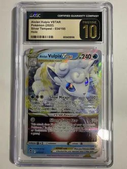 Alolan Vulpix VSTAR #034/195 2022 Silver Tempest Pokemon Holo CGC Gem Mint 10 - Image 1